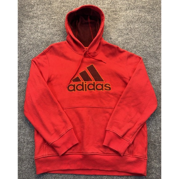 adidas Other - Adidas Hoodie Men's Size Large Red Pullover Fleece Logo Sweatshirt